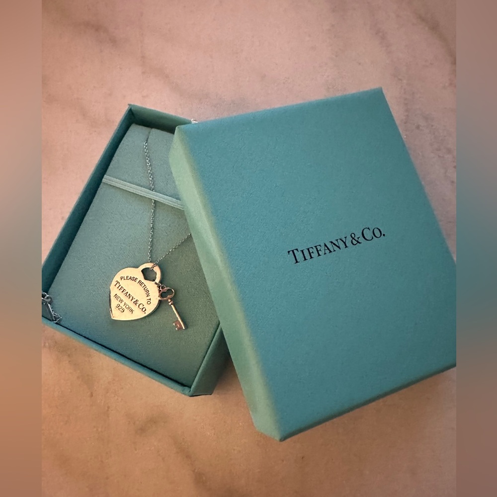 Tiffany & Co. Silver Heart and Rose Color Key Pendant